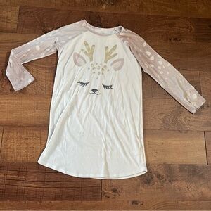 Justice girls reindeer gold glitter nightgown pajamas Sz 12 lightweight